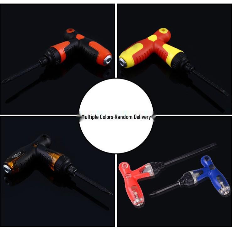Industrial Ratchet Telescopic Screwdriver with Power Hole, Reversible Three-Way Flathead & Phillips Multipurpose Tool.