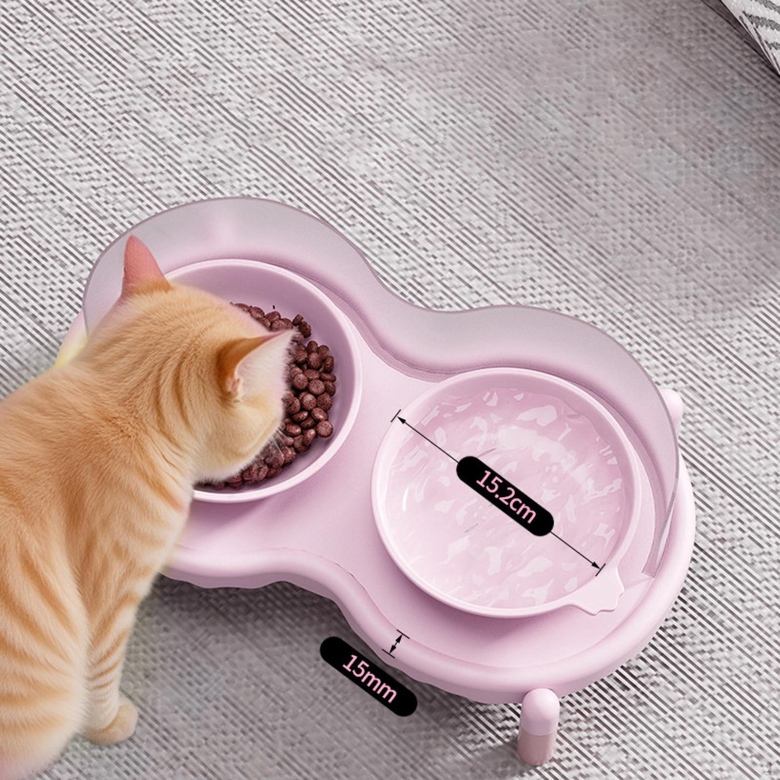 

Cat Feeding Bowls with Elevated Design, Non-Slip Base, Food And Water Set for Small Dogs рожевий