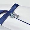 High-End Light Luxury Sea Blue Zircon Exquisite Open Ring Four-Leaf Clover Fashion Women'S Cold Wind Niche Ring