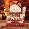 Automatic Waving Ceramic Lucky Cat Figurine - Perfect for Housewarming, Cash Register, or Living Room Decor