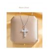 Gold Plated Zircon Cross Pendant Titanium Steel Clavicle Necklace For Women