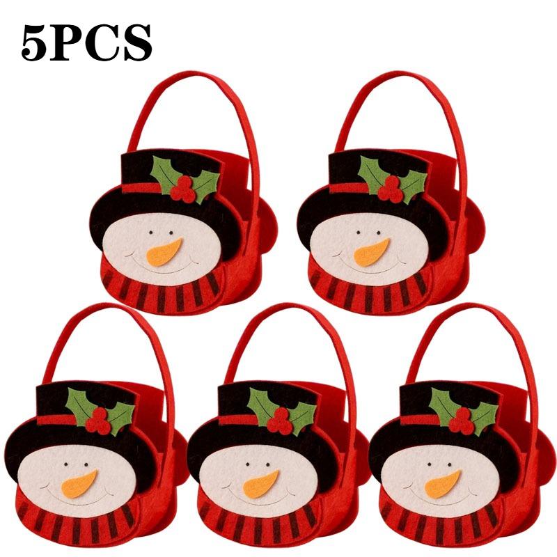 1-10PCS Christmas Felt Candy Bags Cartoon Apple Pouch Santa Sack Kids Gift Packaging Bag Xmas Tree Holiday Decoration
