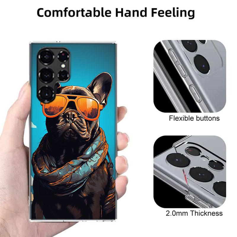 Französische Bulldogge Hund Mops Hülle Für Samsung Galaxy S21 S20 S23 FE S22+ S24 Ultra S25 Edge Handyhülle S10 Plus Klare Capa Coque Patt