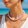 Round Bead Necklace 16MM Beads Bohemian Necklace Trendy Bead Choker  for Women