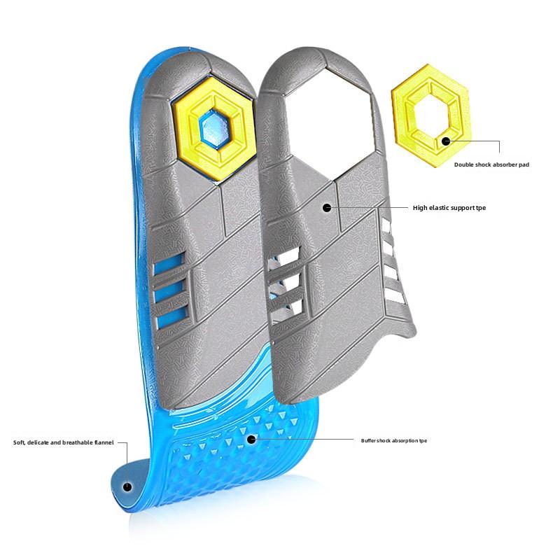 TPE Three-color Full-pad Men's and Women's Thickened Soft Massage Sports Insole High Elastic Shock Absorption Non-slip Foot Insole