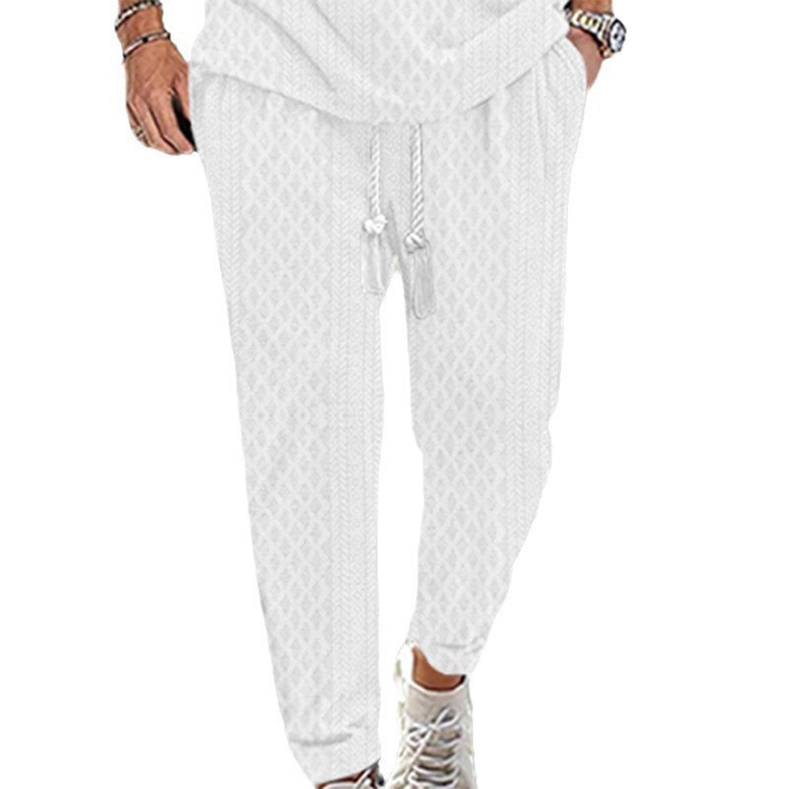 

Мужские свободные повседневные спортивные брюки Мужские повседневные брюки большого размера с завязками XL белый