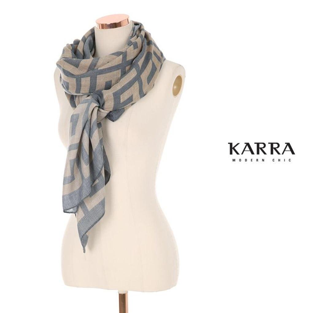 KARRA Checkered Color Block Shawl Scarf_A3F0402