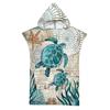 Microfiber Sea Turtle Printing Changing Robe Bath Towel Outdoor Hooded Beach Towel Poncho Women Swimming Diving Bathrobe Cloak