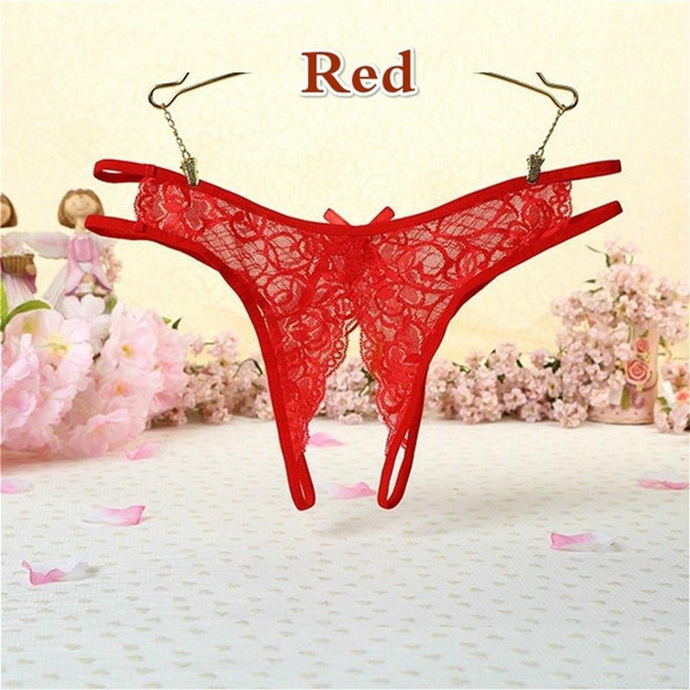 WAKEWAY Sexy Women Open File Lace G String Thongs Low Waist Seamless Female Underpants Comfortable Ladies Fun Underwear