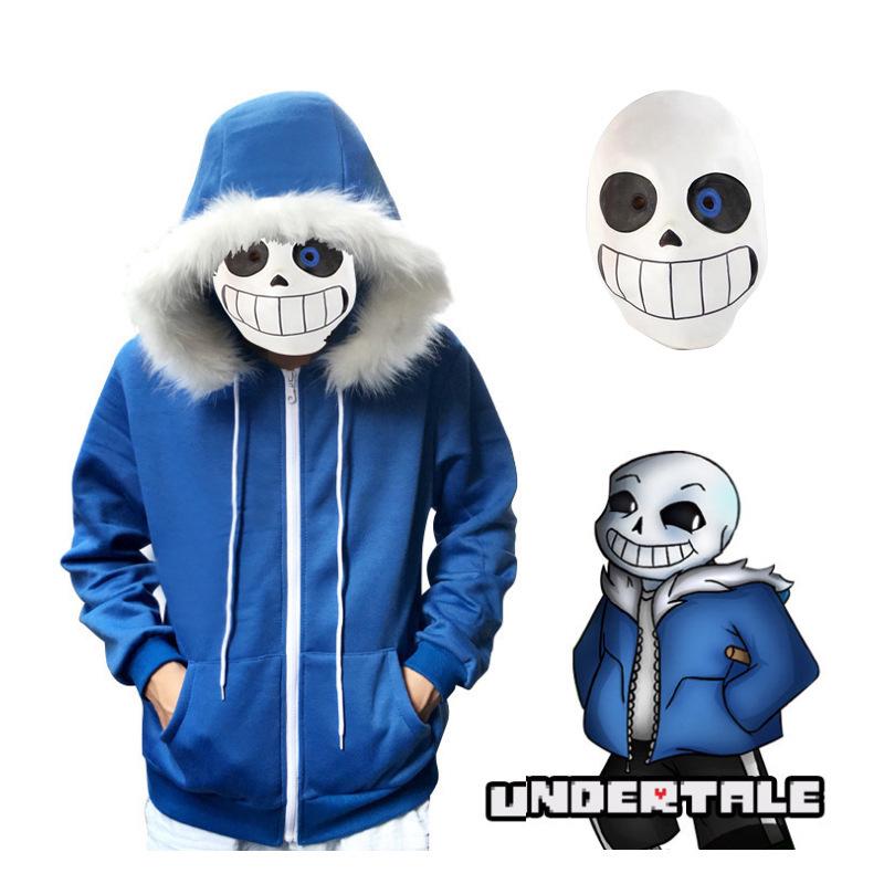 Undertale Sans Skeleton Halloween Cosplay Costume Hoodie & Mask Set S