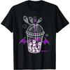 Spook Ghosht Tea Bats Boba Goth Purple T-Shirt Cartoon Halloween Pattern Graphic T Shirts for Men Women Casual  Tees