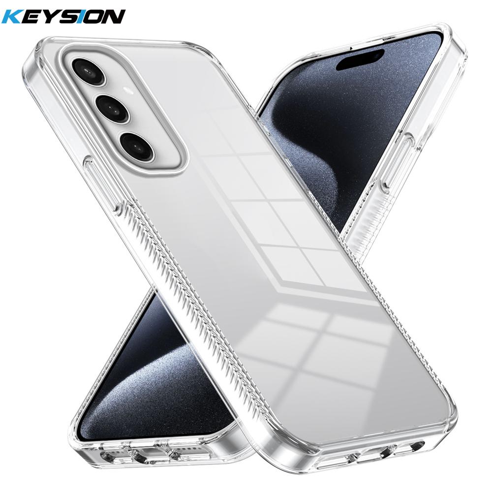 

KEYSION Прозрачный чехол для Samsung S24 Ultra 5G S23 FE TPU+PC Противоскользящий Прозрачный Ударопрочный Чехол для телефона для Galaxy S23 S22 Ultra for Galaxy S24 чистый