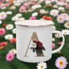 26 A To Z Initials Glod Letter  Print Enamel Mug Coffee Cup Drinks Water Milk Cups School Homes Hotel Handle Mugs Holiday Gifts