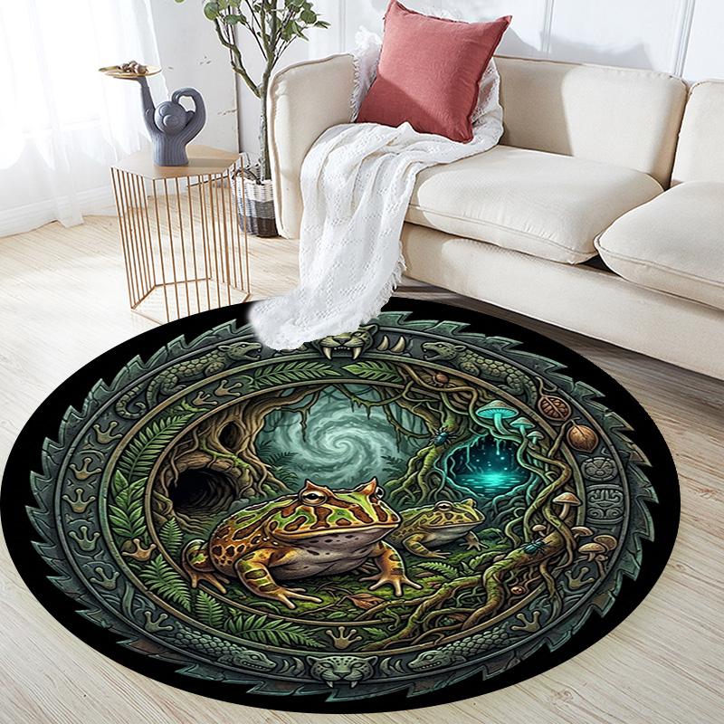 Jungle Frog Forest Round Area Rug Under Office Chairs Bedroom Living Room Home Decor