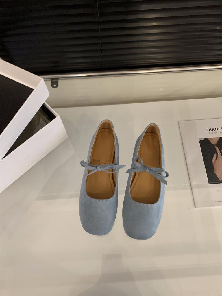 Flat-bottomed Retro Suede Red Wedding Shoes Mary Jane Single Shoes Women's Shoes 2025 Spring and Summer Ballet Gentle Evening Shoes