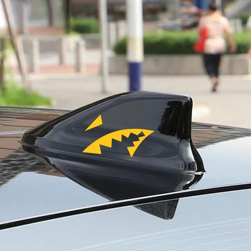 New Fashion Shark Mouth Reflective Stickers Car Antenna Shark Fin Vinyl Decals Sticker Car Decoration Accessories