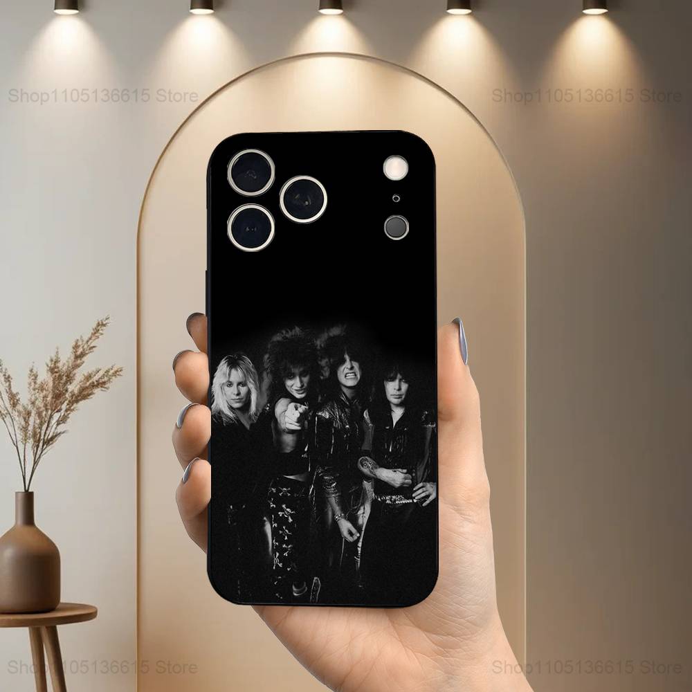 Band M-MOTLEY C-Crue Rock For iPhone 13,17,11,12,16,14,15,Plus,Pro Max,XS,X,XR,SE,Mini,8,7,Soft Silicone Black Phone Case
