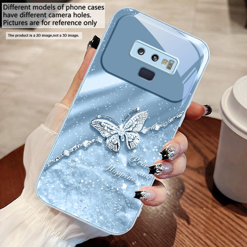 An elegant blue butterfly For Samsung M02 12 Note 8 9 10 20 A 01 A02 A03 Core 04 05 06 10 12 13 14 15 A16 glass Ultra phone case