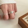 Stylish Korean Wide Letter Ring For Women Geometric Design Adjustable Copper Fashion Accessory