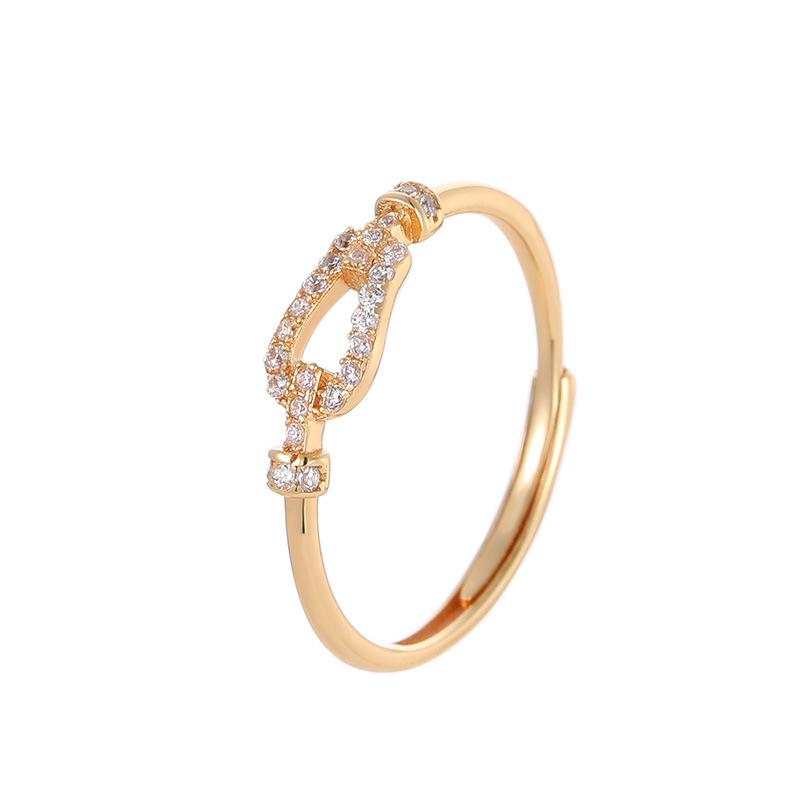 Cui Yan S925 Sterling Silver Korean Full Diamond Horseshoe Buckle Index Finger Ring for Women