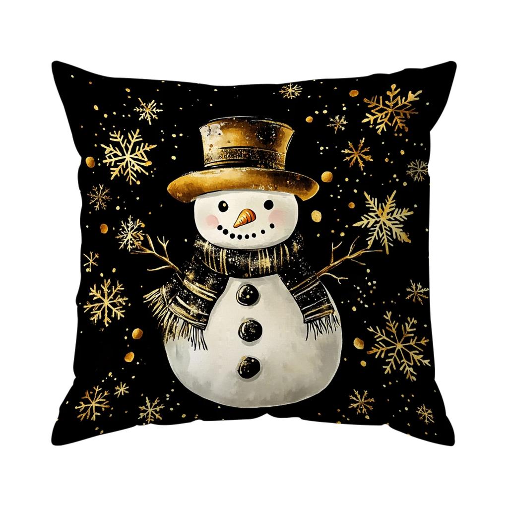 Black Gold Christmas Pillowcase Printed Polyester 45x45cm Throw Pillowcover Decorative Sofa Cushion Pillowslip Home Decor