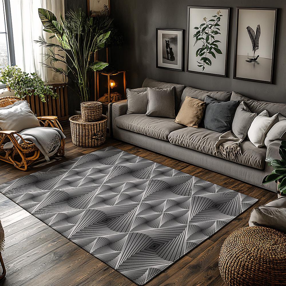 

Tuniu Geometric Gray Silver Area Rug NonSlip Home Floor Mat Living Room Rug 50x80cm
