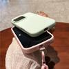 For iPhone 16 Pro Case Soft Microfiber Lining Liquid Silicone+PC Phone Cover with Wrist Strap