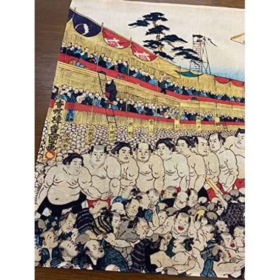 Ukiyo-e Tenugui Kanjin Dai Sumo Dohyo Iri no Zu Utagawa Toyokuni