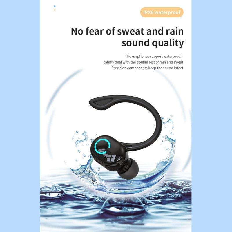 Wireless Earbuds with Earhooks Bluetooth-compatible Single Earphone Business Headphone Over Ear Buds Long Battery Life