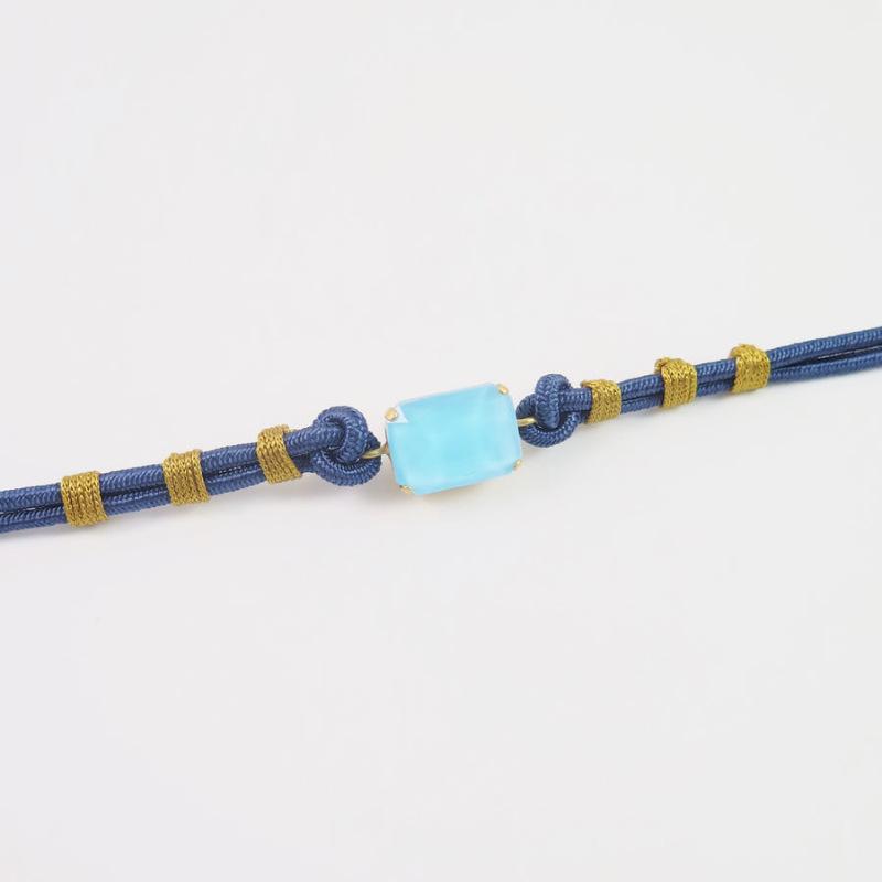 

Personalized Bracelet Square Zircon Pendant Nylon Woven Rope Bracelet Electroplated 18K Gold Color Retention