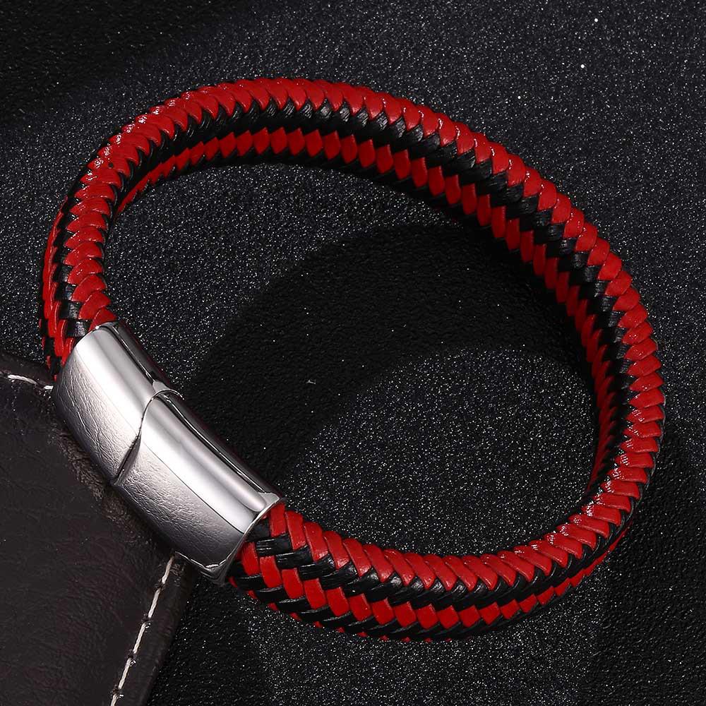 WISH Popular Men's Titanium Steel Leather Fashion Bracelet Accessories