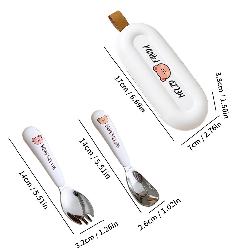 Portable Tableware Set 316 Stainless Steel Kid Spoon Fork Removable Chopsticks With Storage Box Outdoor Camping Cutlery