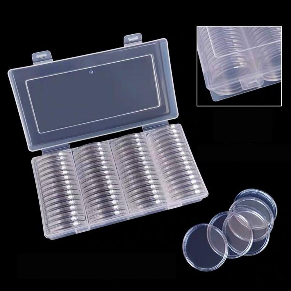 Coin Holder Case Plastic Storage Box With 60PCS Coin Capsules 19/20.5/22.25/25/27/30/39/41MM Protect Gasket For Coin Collection