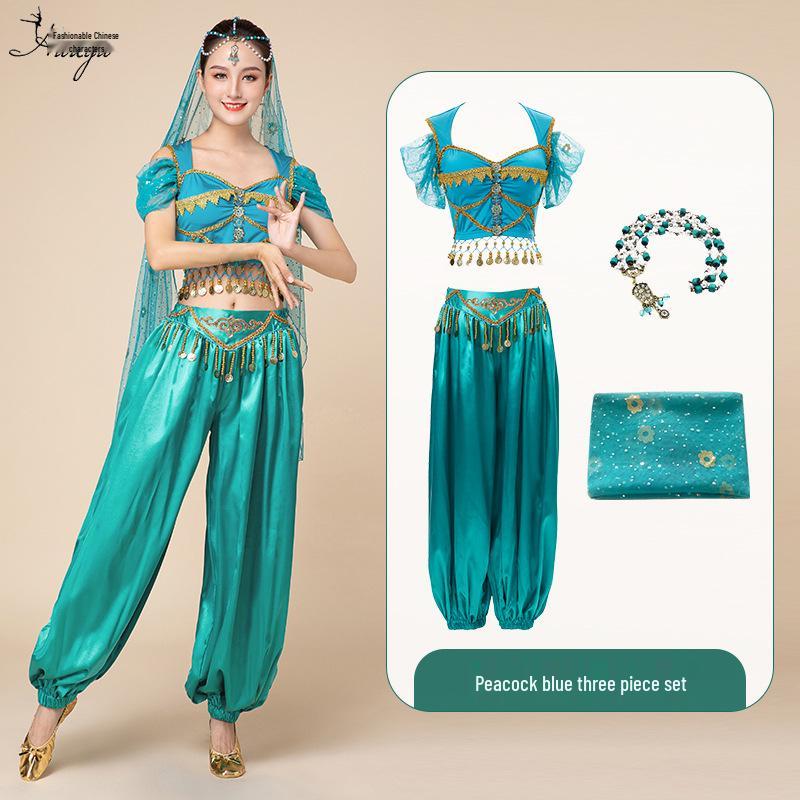 Costume de Danse du Ventre Exotique Princesse Jasmine d'Halloween pour Adultes