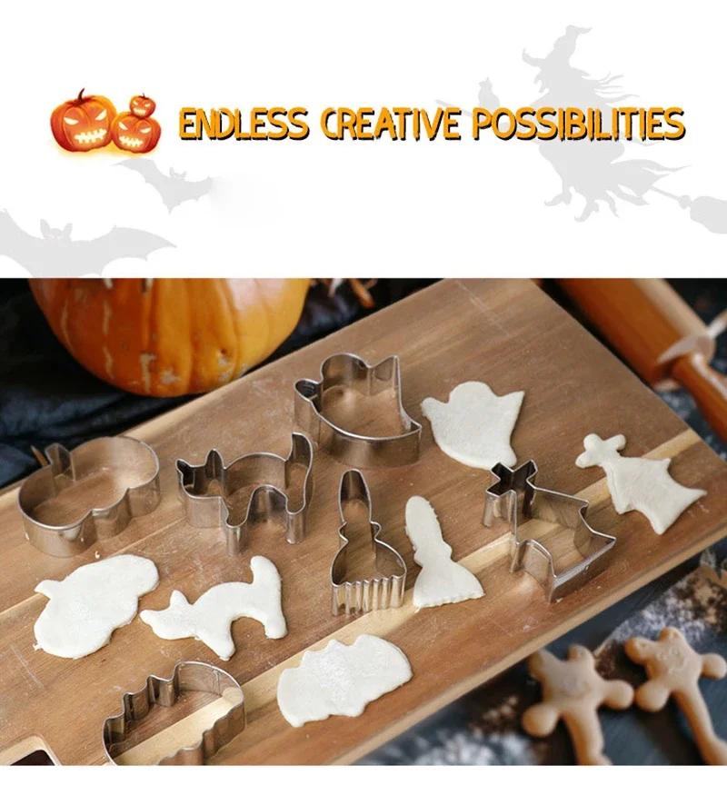 Halloween Pumpkin Cookie Molds, Bat Ghost Shape Stainless Steel Baking Biscuit Molds Cartoon Cake Baking Decorating Tool Kitchen