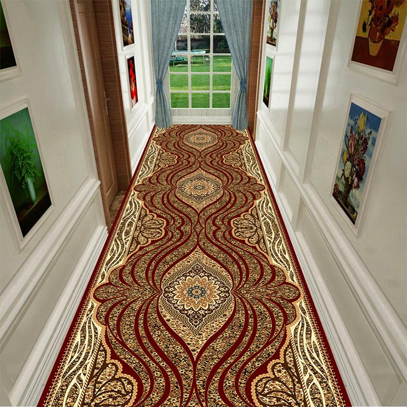 Retro Ethnic Long Corridor Carpet Luxury European Decoration Hallway Rug Non-slip Easy Cleaning Floor Mat Stairway Runners Mats