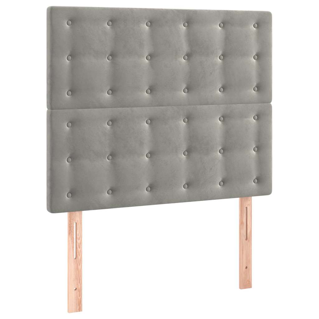 vidaXL LED Headboard Light Grey 100x5x118/128 Cm Velvet