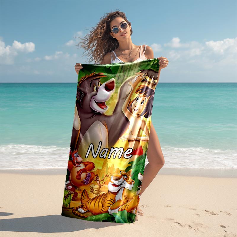 Personalized customized proof beach towel with The Jungle Book pattern - soft, absorbent,quick-drying,perfect swimming,camping&bathing