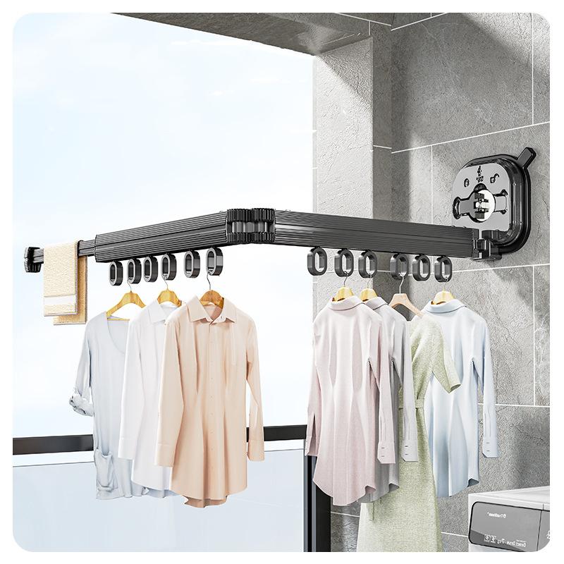Sucker Wall-Mounted Foldable Aluminum Alloy Clothes Drying Nice Rack for Balcony Bedroom Living Room Space Saver Travel Drying Rack for Home