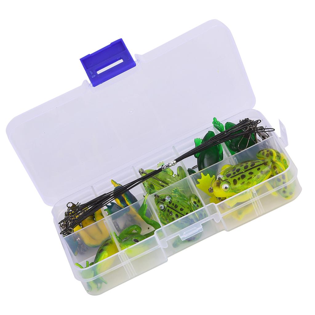 10 pcs Fishing Hooks Frog Lure Baits Anti Bite Wire Connectors Fish Tackle Accessories Kit