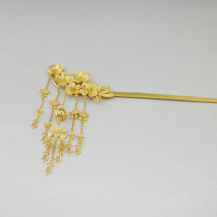 Yinxiu Qiancheng Ручная работа Стерлинговое серебро Позолоченная Шпилька для волос в стиле Ханьфу - Новый китайский стиль Gold-plated