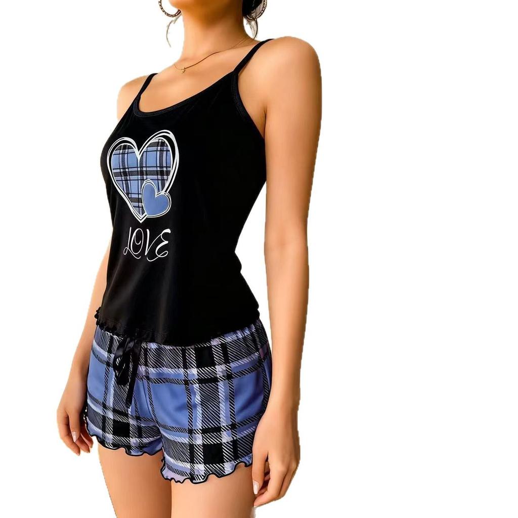 Sexy Damen-Pyjama-Set im europäischen und amerikanischen Stil - Zweiteiler mit Top und Shorts