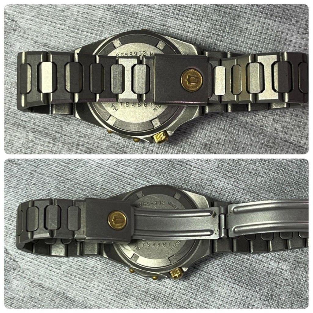 Used Rare Bulova Titanium Quartz Ladies Watch Date Sports Vintage Bezel
