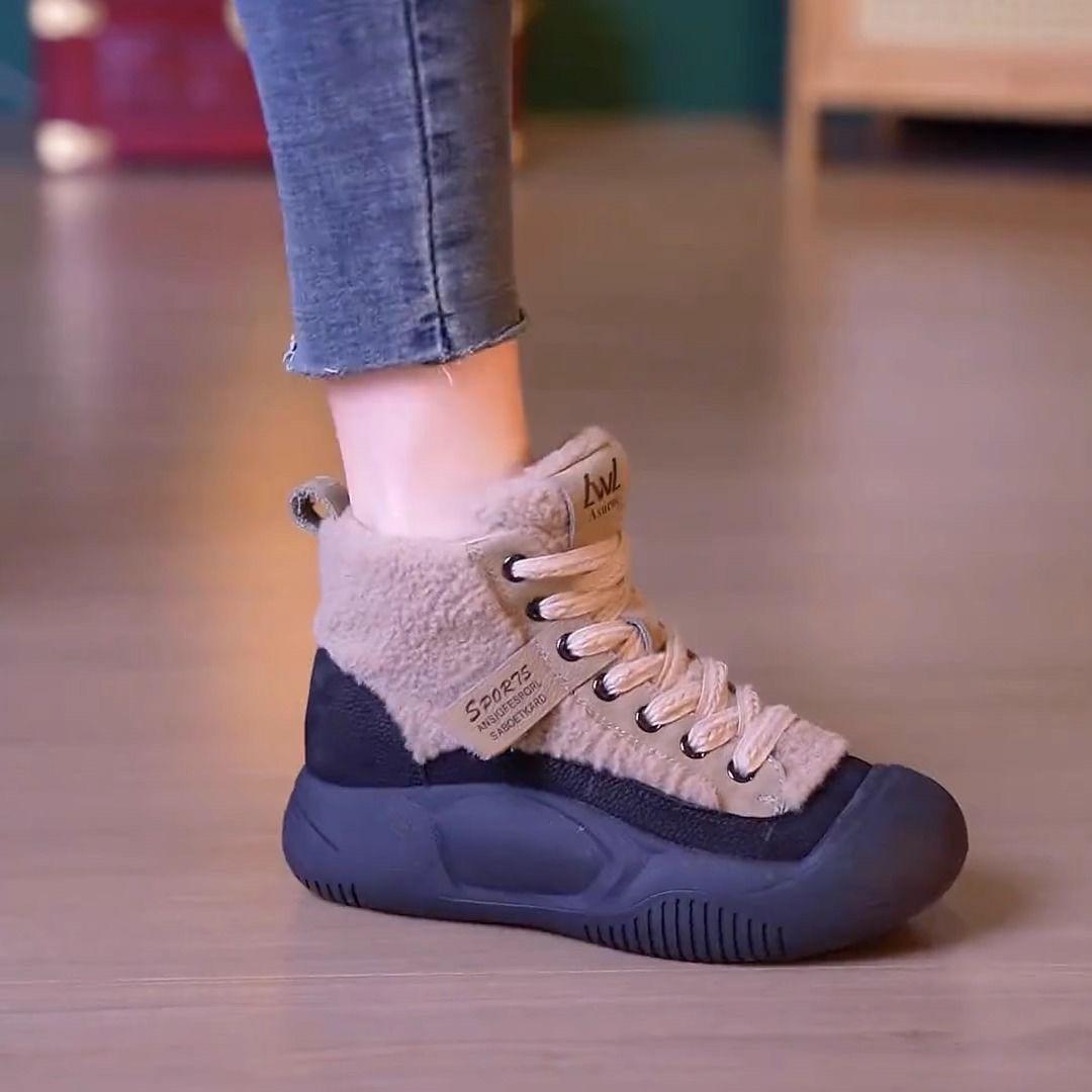 

Женские новые ботинки с пушистым верхом из короткого плюша, модные теплые туфли на платформе, женские хлопковые туфли, производитель спортивной обуви для отдыха 40 светло-коричневого