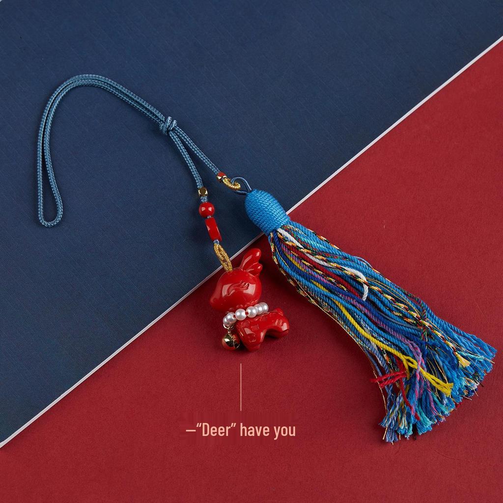 Jingchunlan High Content Cinnabar Red Sand Car Charm with Lucky Cat Guanyin Pixiu
