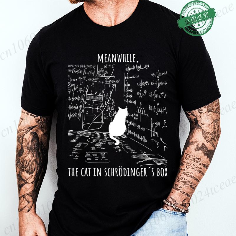 Men's Summer Casual Shirt Funny Cat Escape Plan Science Design T-Shirt Men's Physics Science Nerd Geek Short Sleeve T-Shirt Tops