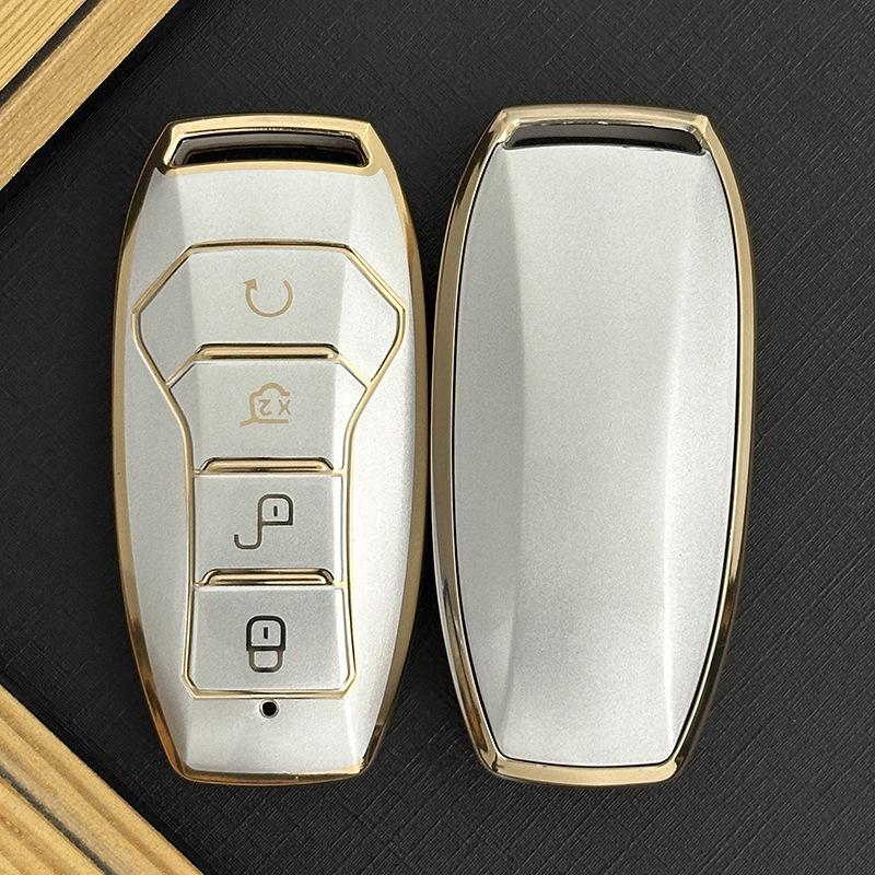 Quicksand Gold Shell Case for BYD Car Keys: Compatible with Tang DM, Song Pro, Song Max, Dolphin.
