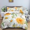Daisy King Queen Duvet Cover Flowers Butterfly Bedding Set For Kids Teens Adults White Floral Theme 2/3pcs Polyester Quilt Cover