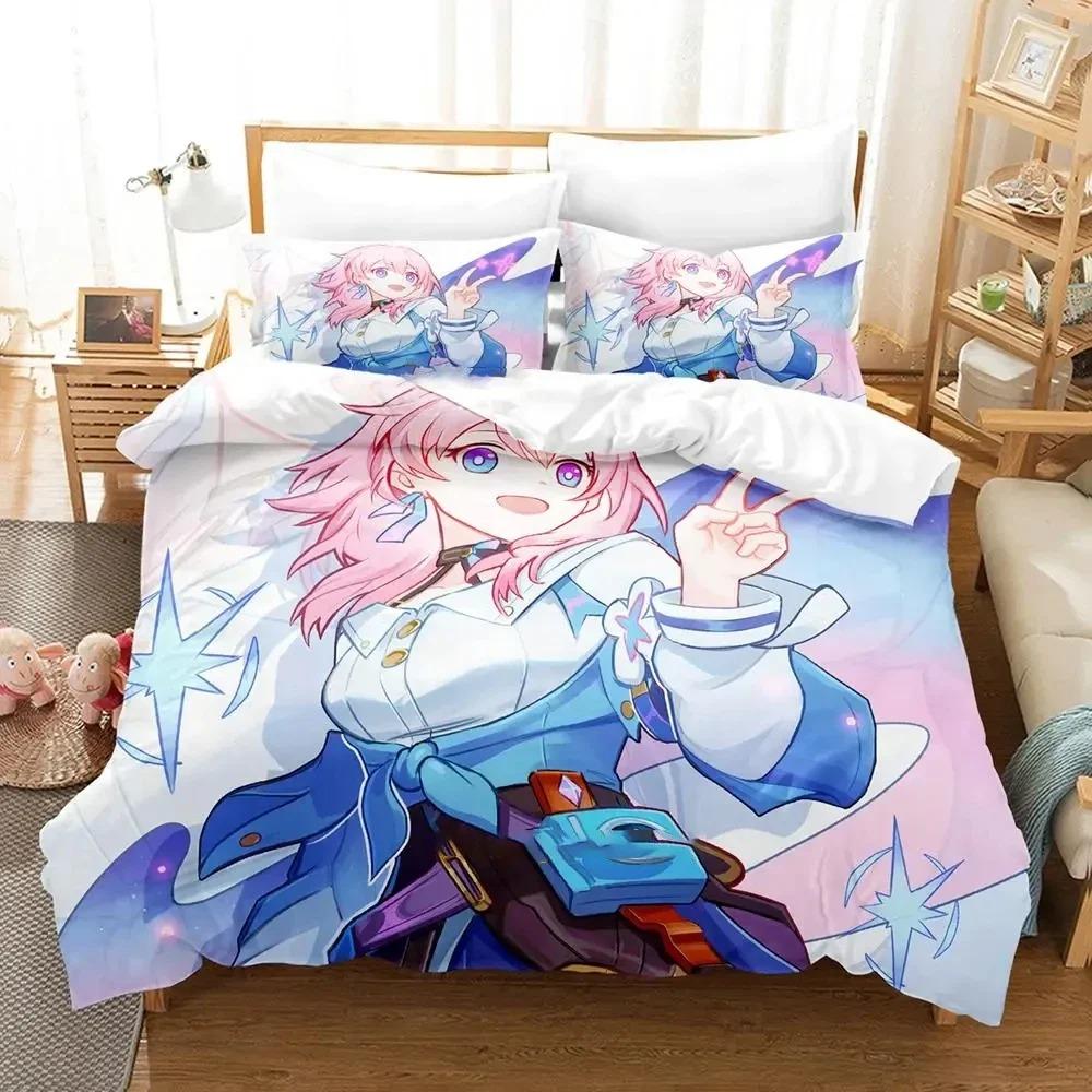 Comfortable Anime Print Duvet Cover Set With Duvet Cover And Pillowcases King Queen Twin Sizes For All Ages