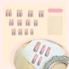 24Pcs Press On Nail Set Long Square French Gradient Stick on Nail False Nail for Women Party Date Nail Accessories
